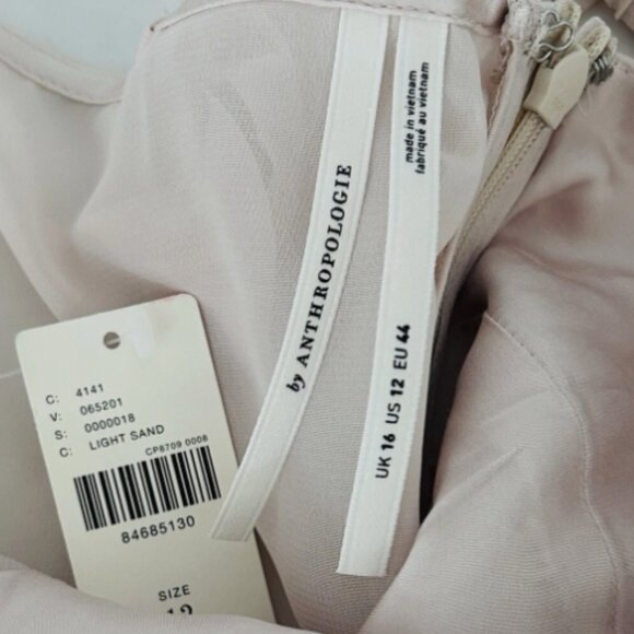 Brand New By Anthropologie Flutter-Sleeve Satin Sheath Dress - Picture 12 of 15